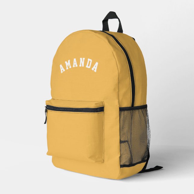 Personalized Yellow Kids Back to School Printed Backpack (Back Corner Right)