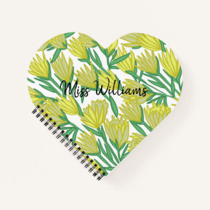 Personalized Yellow Original Art Floral Design Notebook