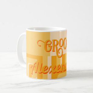 Personalized Yellow Retro Geometric Coffee Mug