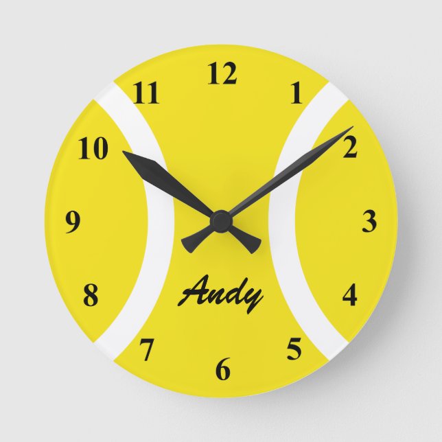 Personalized yellow tennis ball wall clock (Front)