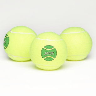 Personalized yellow tennis balls with green logo