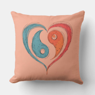 Personalized Yin Yang Heart Symbol  Cushion