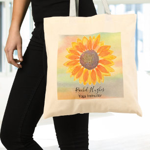Personalized Yoga Instructor Sunflower Tote Bag