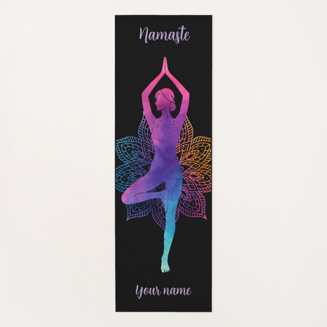 Personalized Yoga Mat – Colorful Yoga Pose (Front)