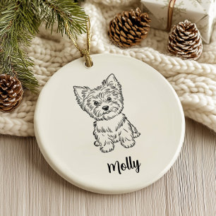 Personalized Yorkie Dog Christmas Ceramic Ornament