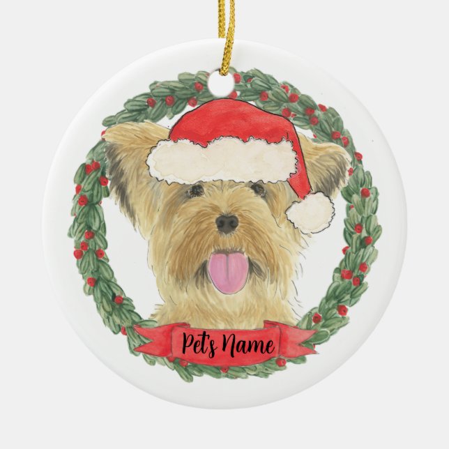 Personalized Yorkie Yorkshire Terrier Ceramic Ornament (Front)
