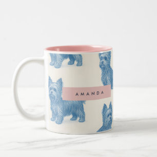 Personalized Yorkshire Terrier Blue Name Gift Cute Two-Tone Coffee Mug