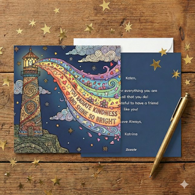 Personalized You Radiate Kindness Empowering Card (Empower someone special with this, "You radiate kindness and shine so bright" personalized card! )