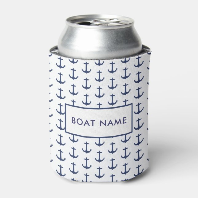 Personalized Your boat Name Nautical Anchor Can Cooler (Can Front)