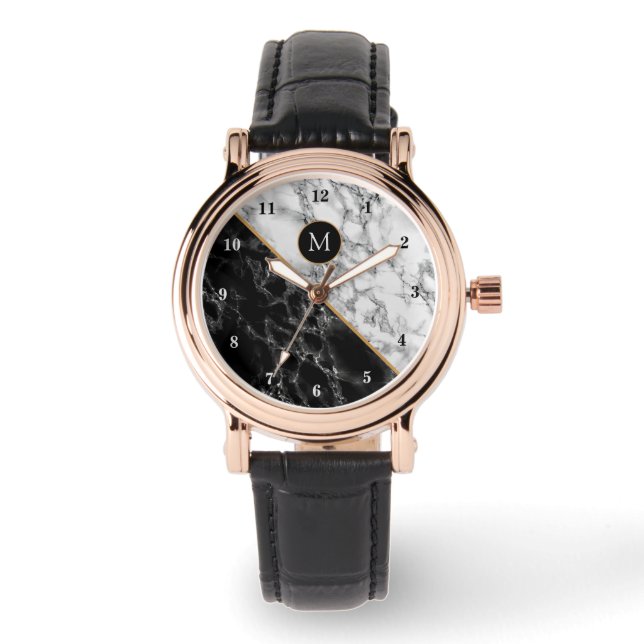 Personalized Your Letter Watch Marble Design (Front)