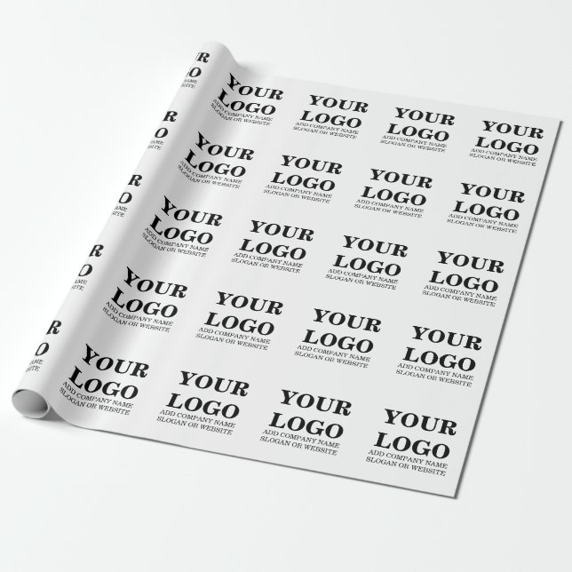 Personalized Your Logo Name Stylish Modern Minimal Wrapping Paper (Unrolled)