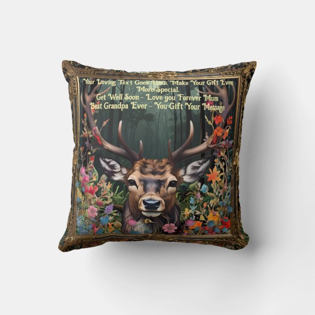 Personalized Your Message on this Deer Stag Cushion (Back)