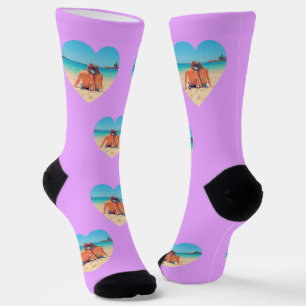 Personalized Your Photo Heart Socks Custom Color
