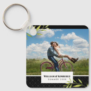Personalized Your Photo with Laurel and Damask Key Ring