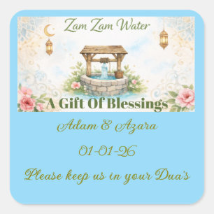 Personalized Zam Zam Water Label –Floral & Islamic