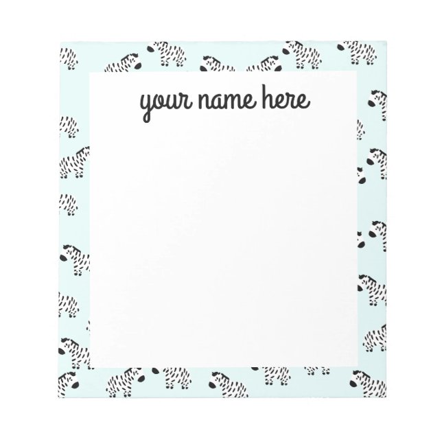 Personalized Zebra Notepad (Front)