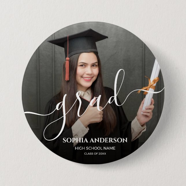 personalizedGraduate Simple Modern Script Classic  7.5 Cm Round Badge (Front)