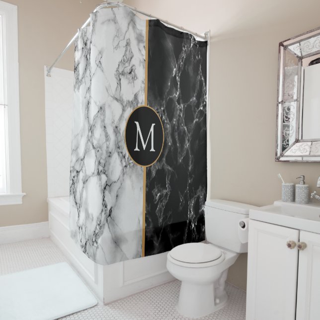 PersonalizedMonogram Marble Shower Curtain (In Situ)