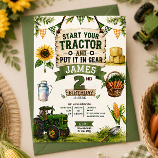 PersonalizedTractor Birthday Party Invitation 