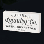 PersonalizedVintage  Laundry Wash Dry Fold Wooden Box Sign<br><div class="desc">Place this charming and cheeky personalised wooden block sign on a shelf in your laundry room and bring a little bit of that vintage farmhouse vibe to your home decor. Use the customise options to create a truly one of a kind for yourself by changing fonts and the background colour....</div>
