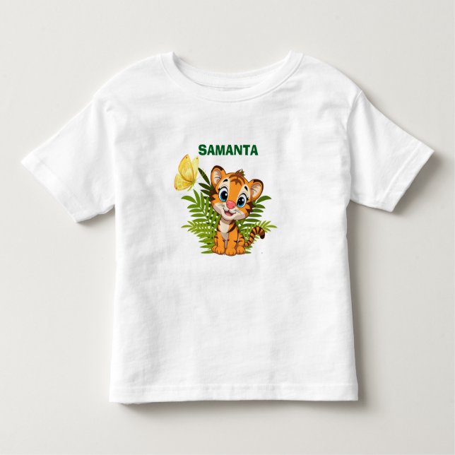  PersonalizeLittle Tiger & Butterfly Toddler T-Shi Toddler T-Shirt (Front)