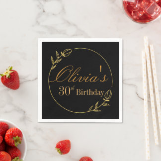 Personalizes Birthday with Golden Frame Napkin