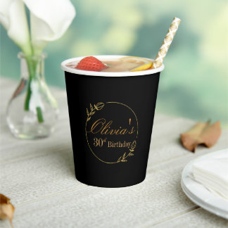 Personalizes Birthday with Golden Frame Paper Cups