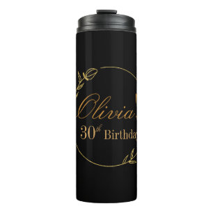 Personalizes Birthday with Golden Frame Thermal Tumbler