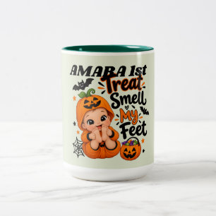 PersonalizeTreat Smell My Feet Baby, Halloween Two-Tone Coffee Mug