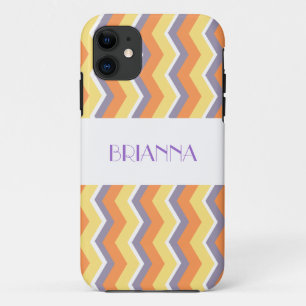 Personallized Sideways Orange & Purple Chevron iPhone 11 Case