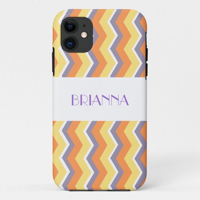 Personallized Sideways Orange & Purple Chevron Case-Mate iPhone Case (Back)