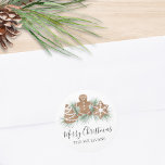 Personalzed Merry Christmas Cookies Classic Round Sticker<br><div class="desc">These festive Christmas stickers are decorated with watercolor Christmas cookies and pine foliage,  and features a Merry Christmas message in stylish script typography.
Easily customizable.
Original Watercolor © Michele Davies.</div>