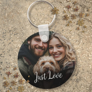 Personalzed Script Message Couple Photo Key Ring