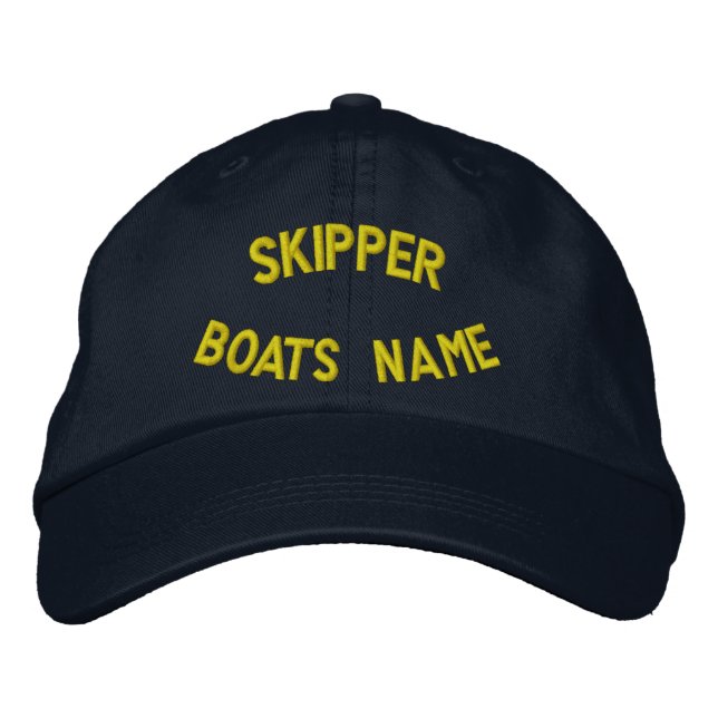 Personalzed Skipper with your boats name Embroidered Hat (Front)