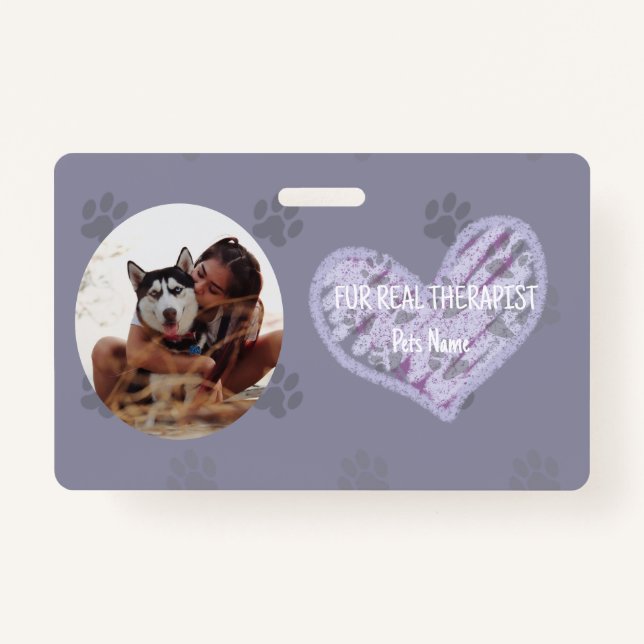 Personalzied Therapy Pet ID with Photo and Name ID Badge (Front)