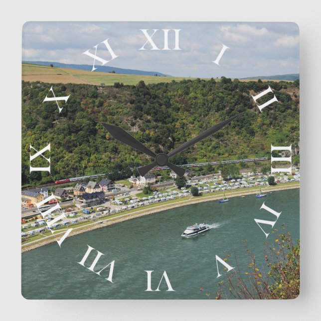 Personenzug an der Loreley Square Wall Clock (Front)
