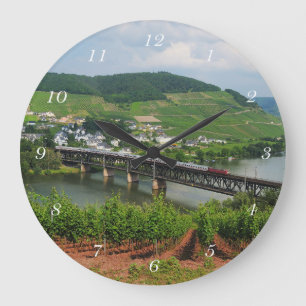 Personenzug in Bullay Large Clock