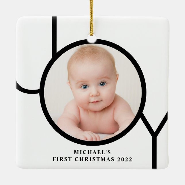 Personilized Baby's First Christmas Photo  Ceramic Ornament (Back)