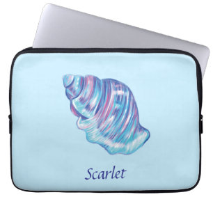 Personilized rainbow ocean seashell illustration laptop sleeve