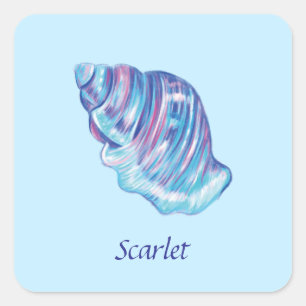 Personilized rainbow ocean seashell illustration square sticker