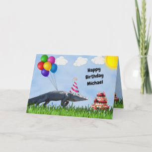 Personise This Fun Gator Happy Birthday Card