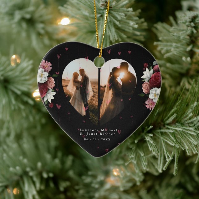 Personised Floral couple valentine's Day Gift set Ceramic Ornament (Tree)