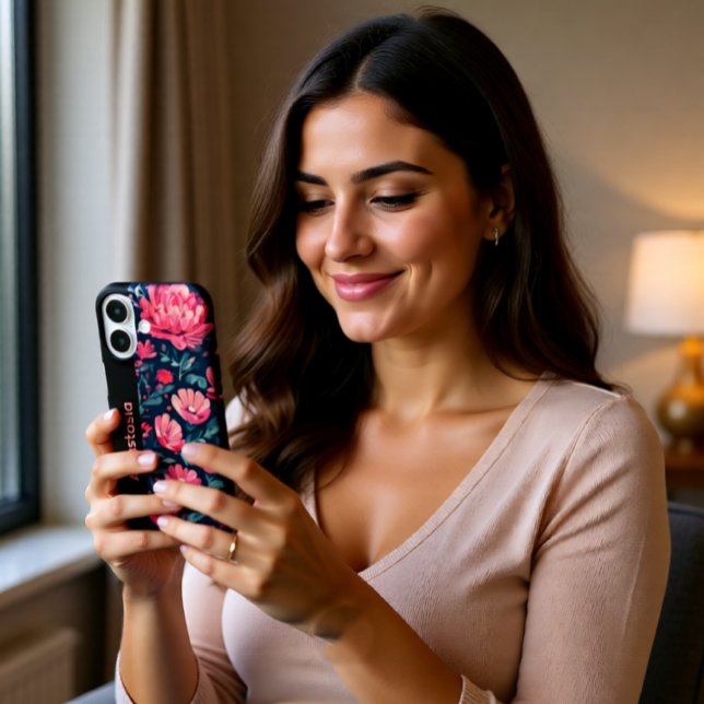 Personised Floral Pink iPhone Case (Creator Uploaded)