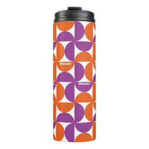 Personised Orange and Purple Mid Century Modern Thermal Tumbler