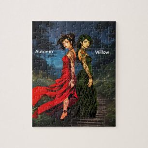 Personized Anime Tattooed Girls Jigsaw Puzzle