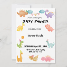 Personlaized Dinosaur Baby Shower Invitation