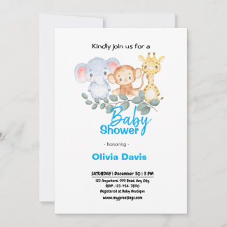 Personlaized Safari Baby Shower Invitation