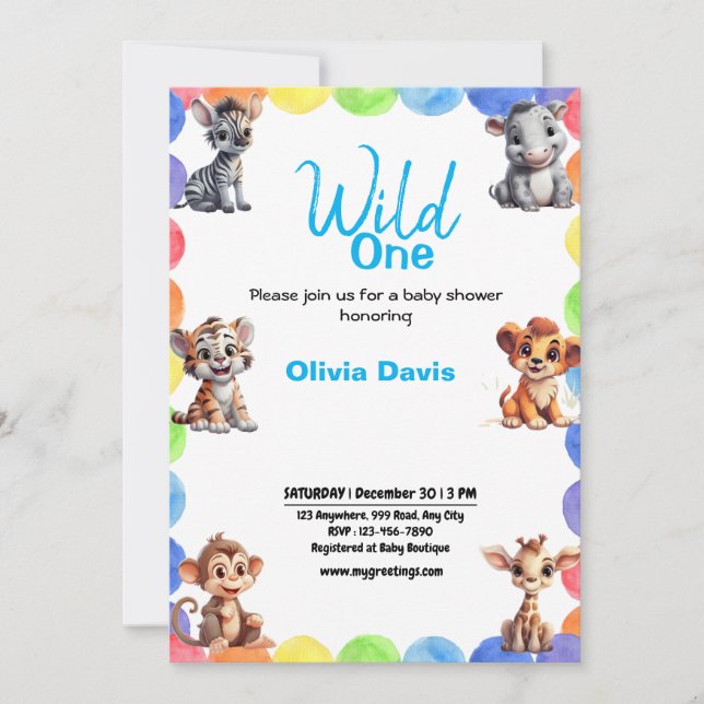 Personlaized Safari Baby Shower Invitation (Front)