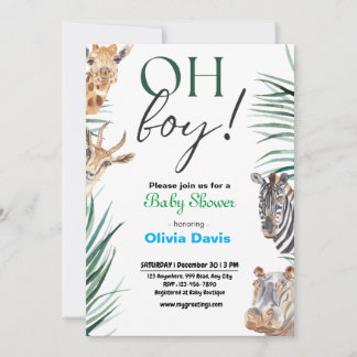Personlaized Safari Baby Shower Invitation