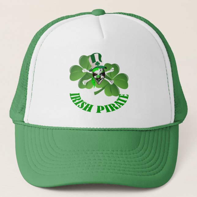 Personlalized  Irish pirate St Patrick's day Trucker Hat (Front)